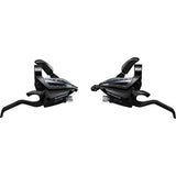 Shimano Altus ST-EF500 EZ Fire Plus 3x7-speed V-brake compatible STI shifter set in black, with 2-finger levers for bike components.