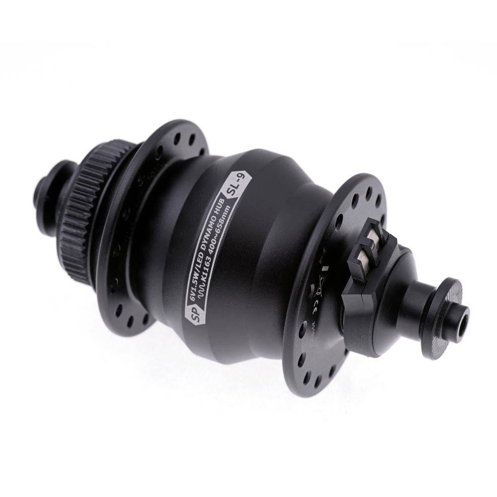 SP SL-9 Ultraslim Dynamo Disc Hub for centre lock disc brakes, showcasing sleek design and efficient power generation features.