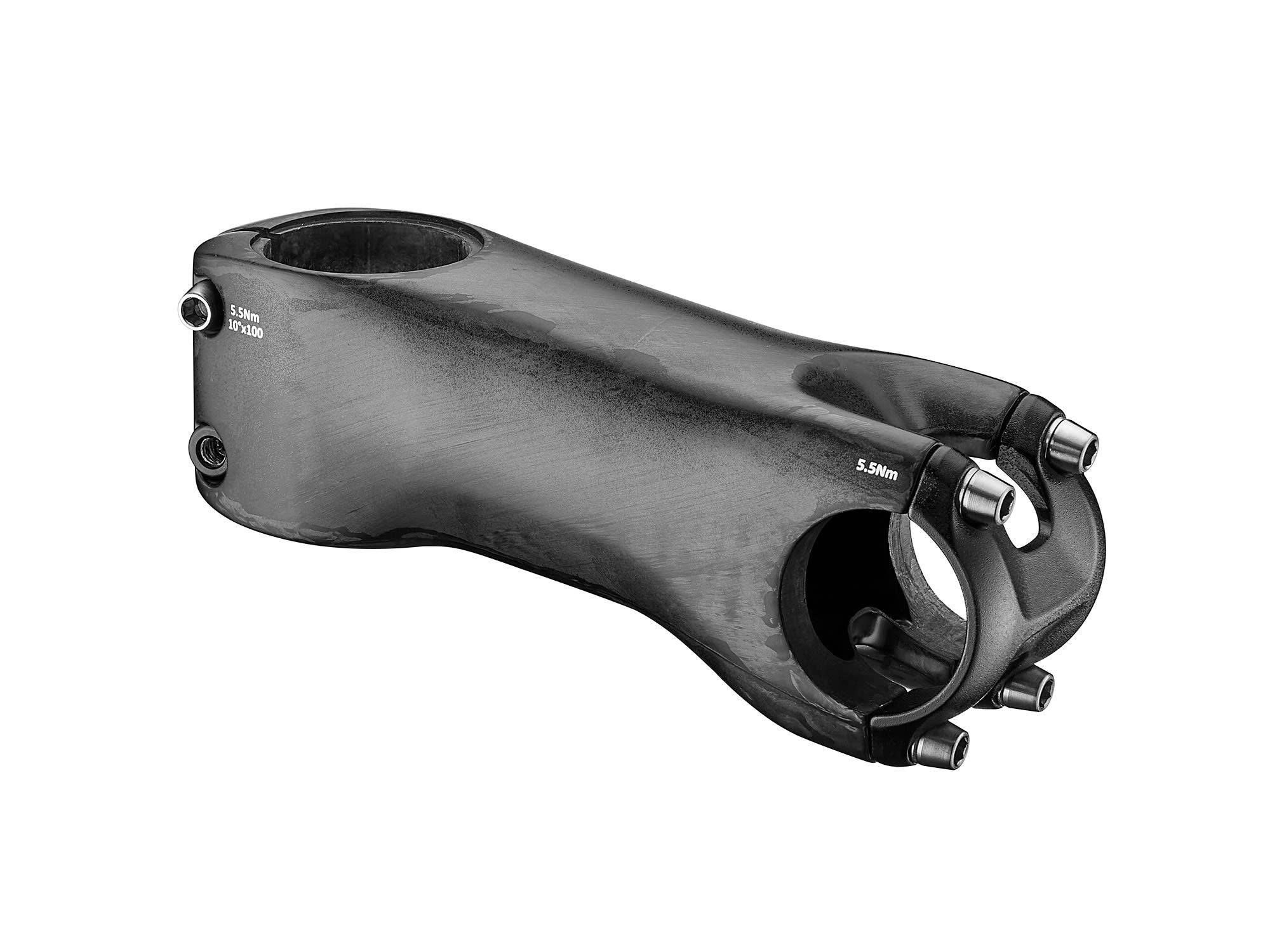 Giant Contact SLR OD2 road bike stem with ±10° angle, available in 70-130mm lengths, showing the black component on a bike.