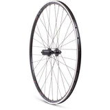 Black M Part Wheels 700c road rear quick release cassette wheel with 8/9/10 speed components on a bicycle.