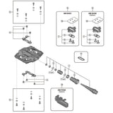 Shimano PD-M821 right hand pedal axle assembly, genuine replacement component for mountain bike pedals.