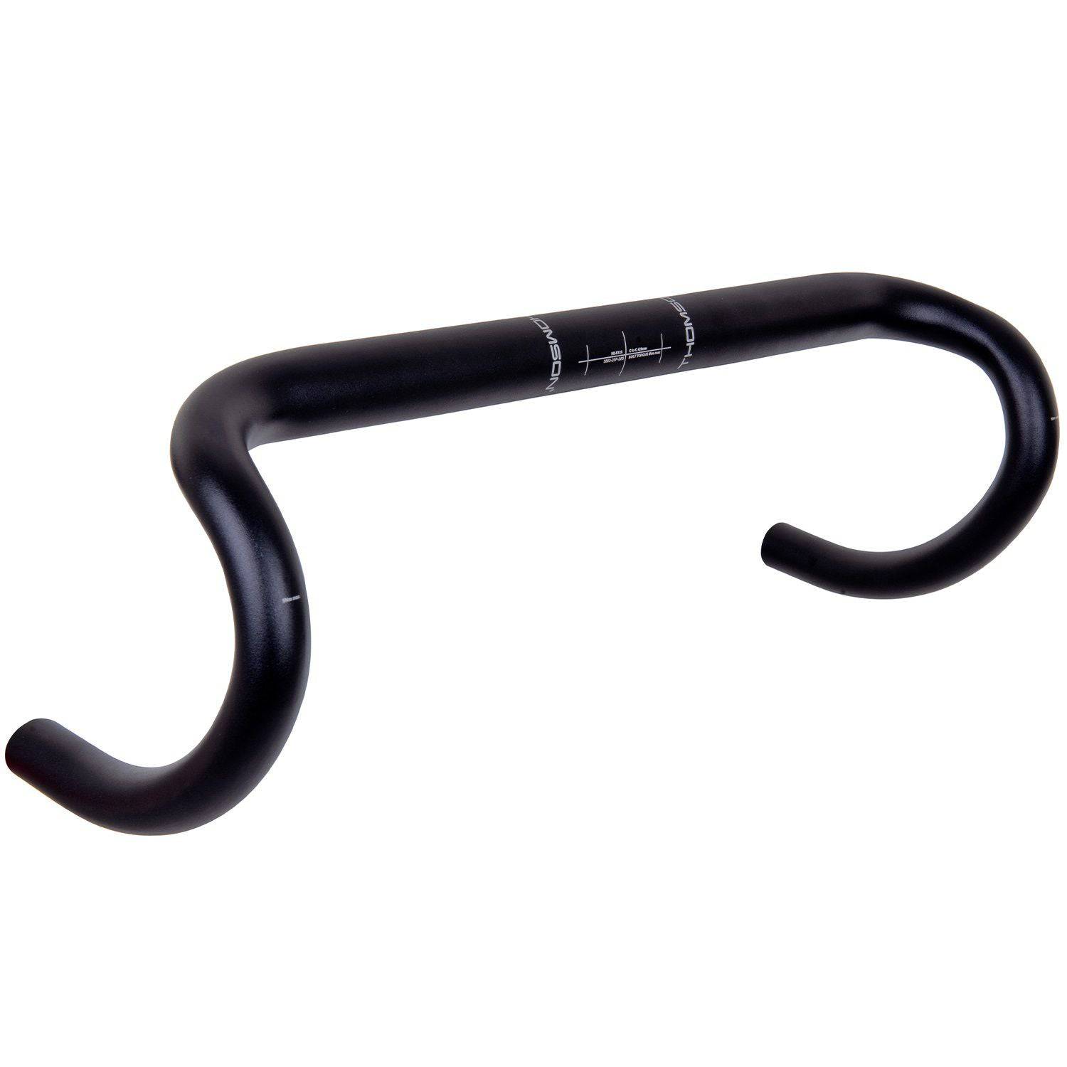 Thomson alloy road handlebar with round tops, 31.8mm clamp, 38-44cm width, designed for cycling components.