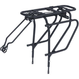 Basil Universal Cargo Carrier MIK STUDS in matte black mounted on a 26-29 inch bike, suitable for bike accessories and storage.