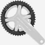 Shimano Dura-Ace FC-R9200 46T 12-speed road bike outer chainring with black finish, designed for high-performance cycling components.
