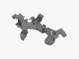 Black Trek BCM mounting bracket for secure bike component installation, shown mounted on a bike frame.