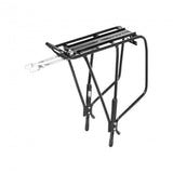 Topeak Uni Super Tourist 2.0 rear bike rack in black, designed for MTB touring bikes, non-disc compatible, accessory for bike carrying.