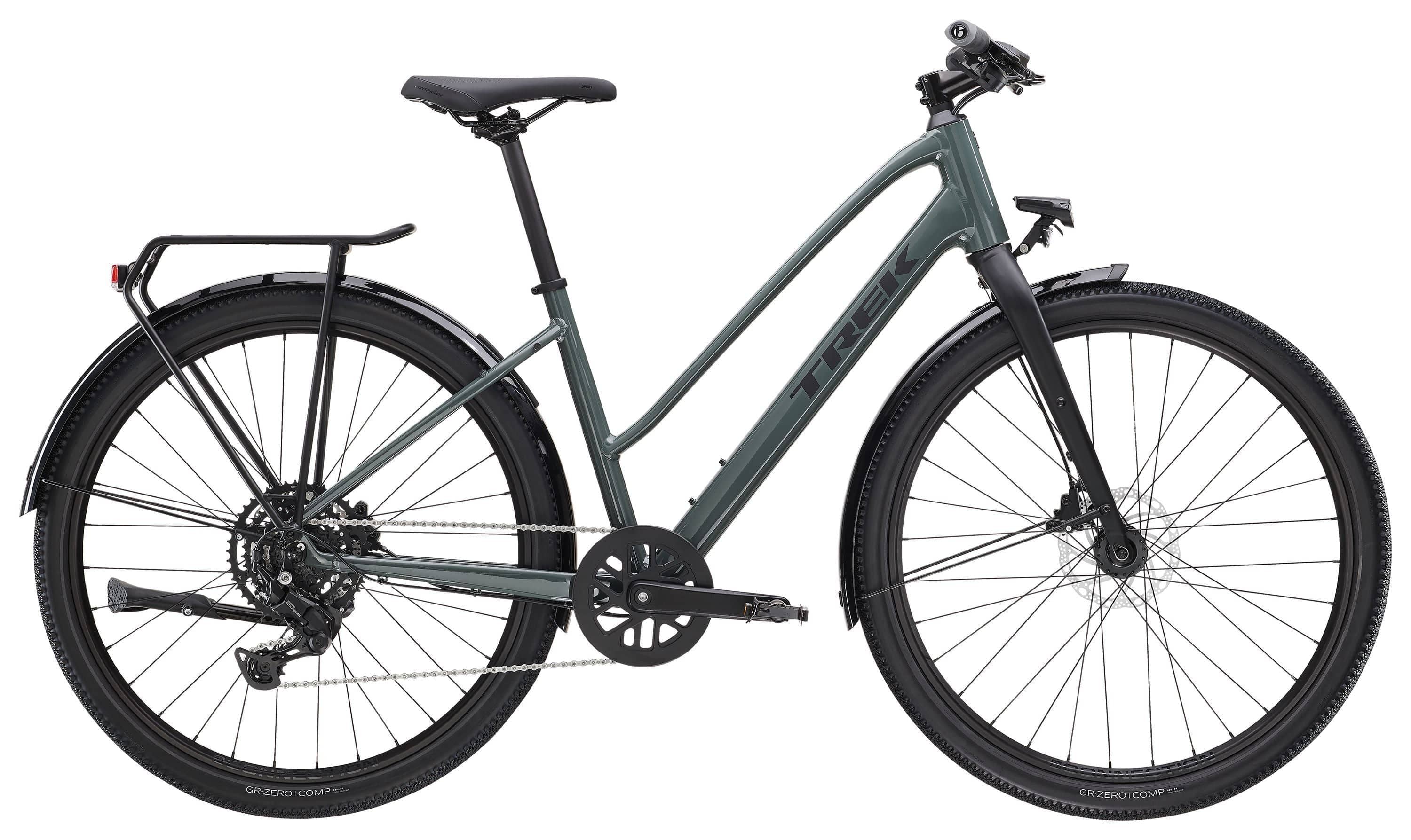 Trek Dual Sport 2 Stagger hybrid bike for women, featuring a lightweight frame, multiple gears, and versatile tires for commuting and trail riding.