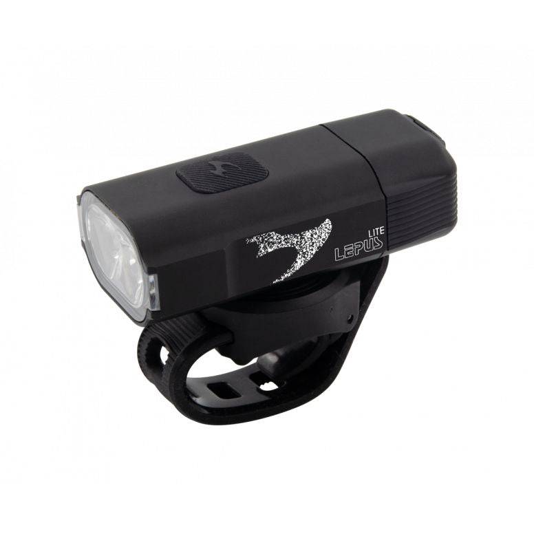 Black Moon Sport LEPUS LITE 400lm USB-C rechargeable bike front light mounted on a bicycle.