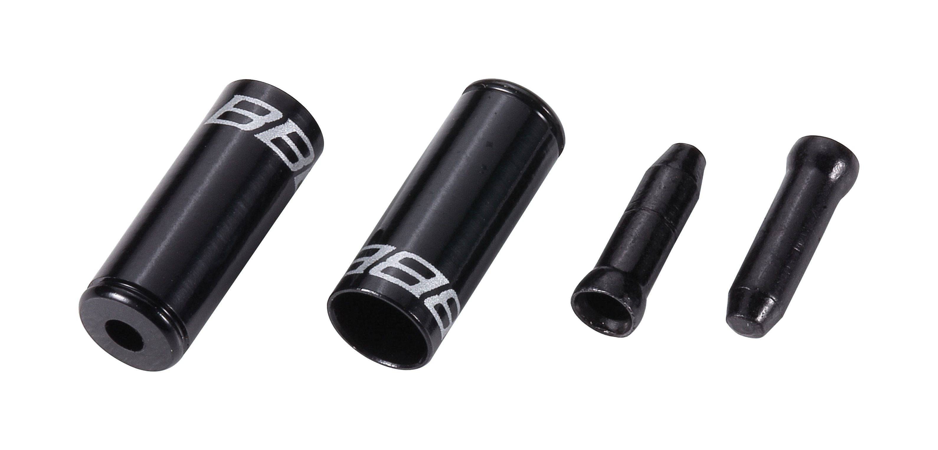 BBB Cablecap Kit BCB-99 anodized aluminum ferrules for bike cables, showing close-up of cable end caps and vibrant metallic finish.