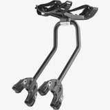 Aeroe Spider rear bike rack with versatile cradle mount system for bikes and e-bikes, shown installed on a bicycle.