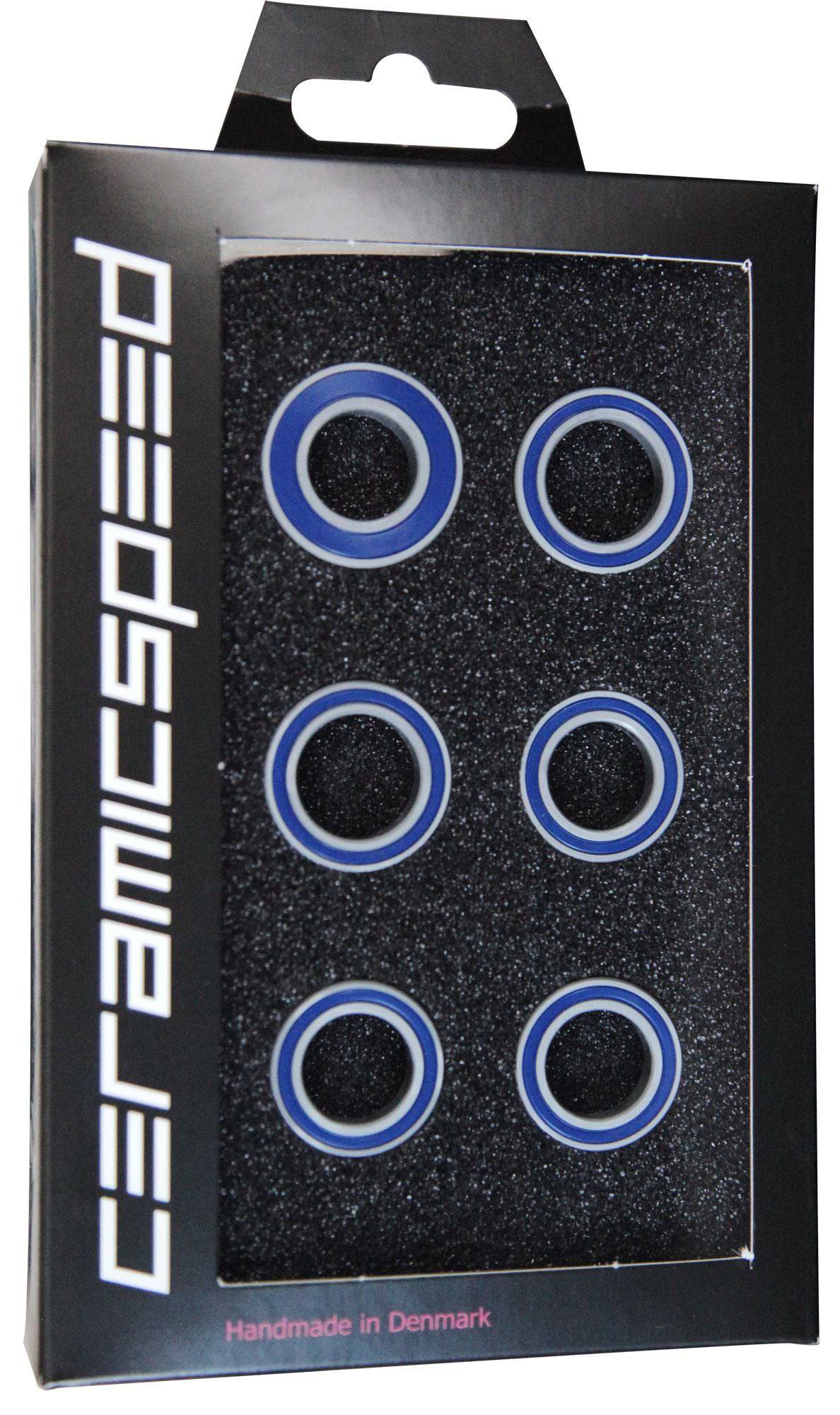 Pair of black CeramicSpeed Bontrager Aeolus hub kits for Trek wheels, showing the component details and sleek design.