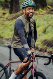 Madison Flux 2L ultra packable waterproof men's cycling gilet with reflective inserts, shown in black with reflective accents.