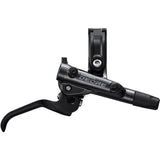 Shimano Deore BL-M6100 hydraulic brake lever with I-Spec EV compatibility, mounted on bicycle handlebar, showing ergonomic design and branding.