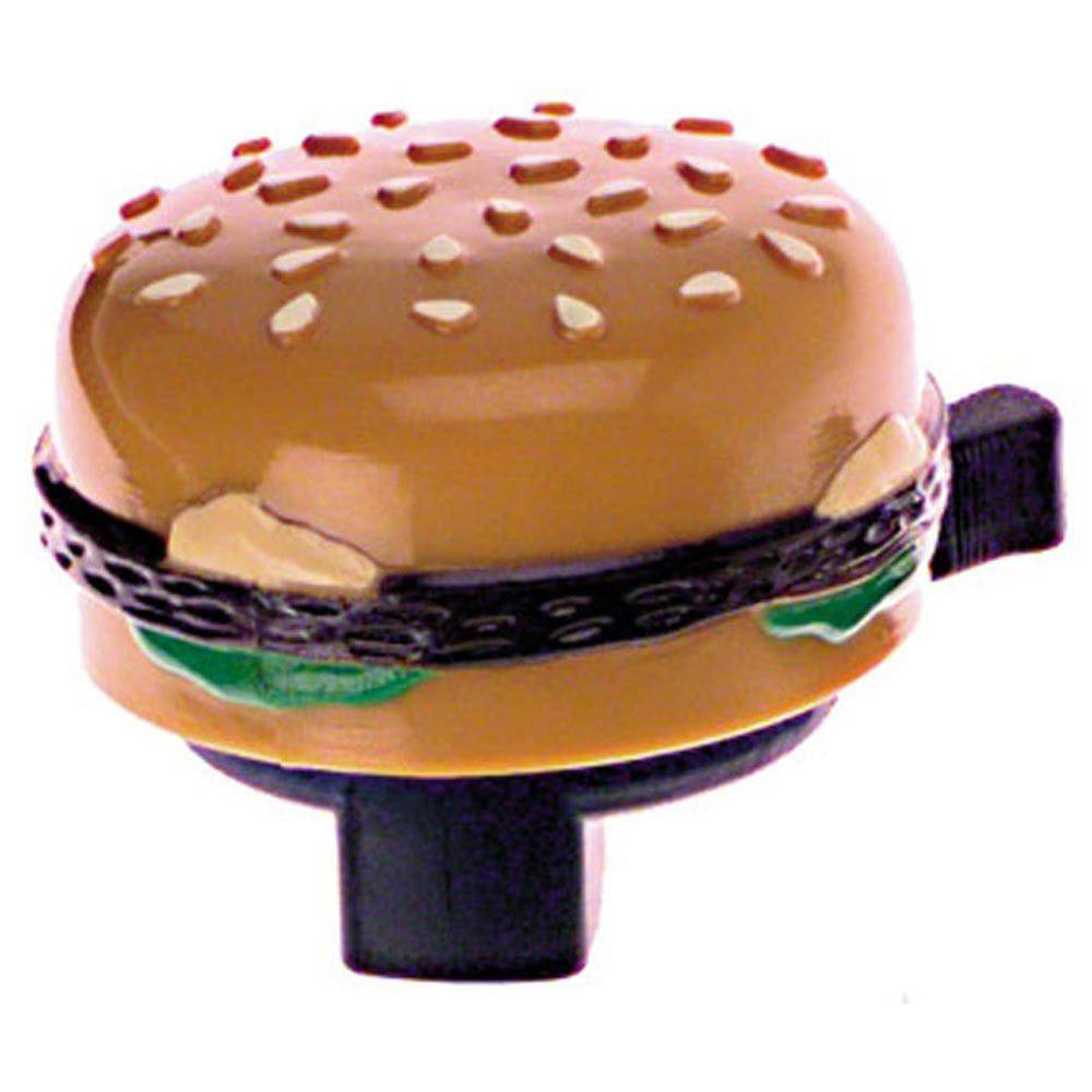 Dimension Burger Bell for H-Bar Handlebars, loud and fun bike horn and bell accessory for bicycles.