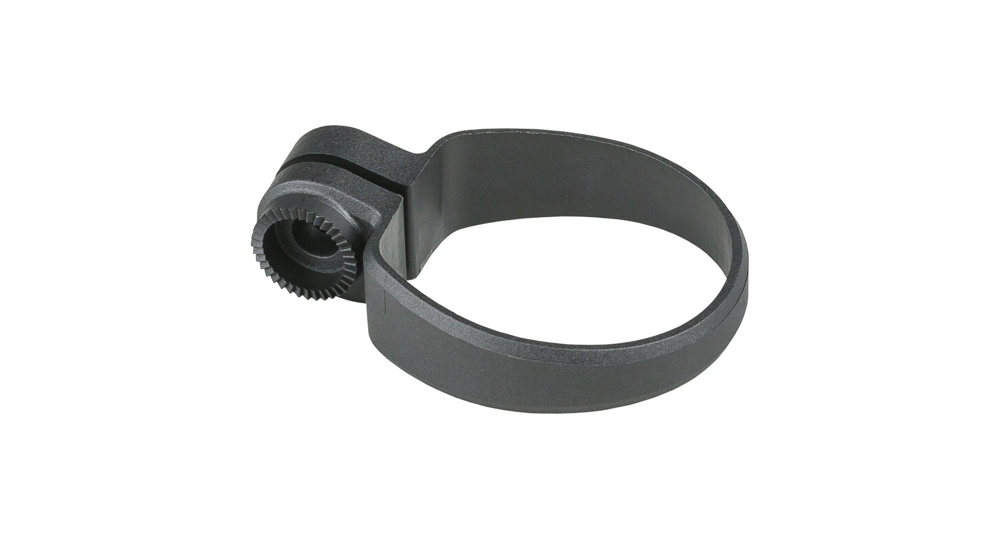 Black Trek Domane rear reflector mount for frames, compatible with Trek Domane bikes, designed for secure rear reflector attachment.