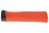 Ergon GE1 Evo Factory ergonomic bike grips with CNC clamps on wide riser handlebars, designed for comfortable cycling.