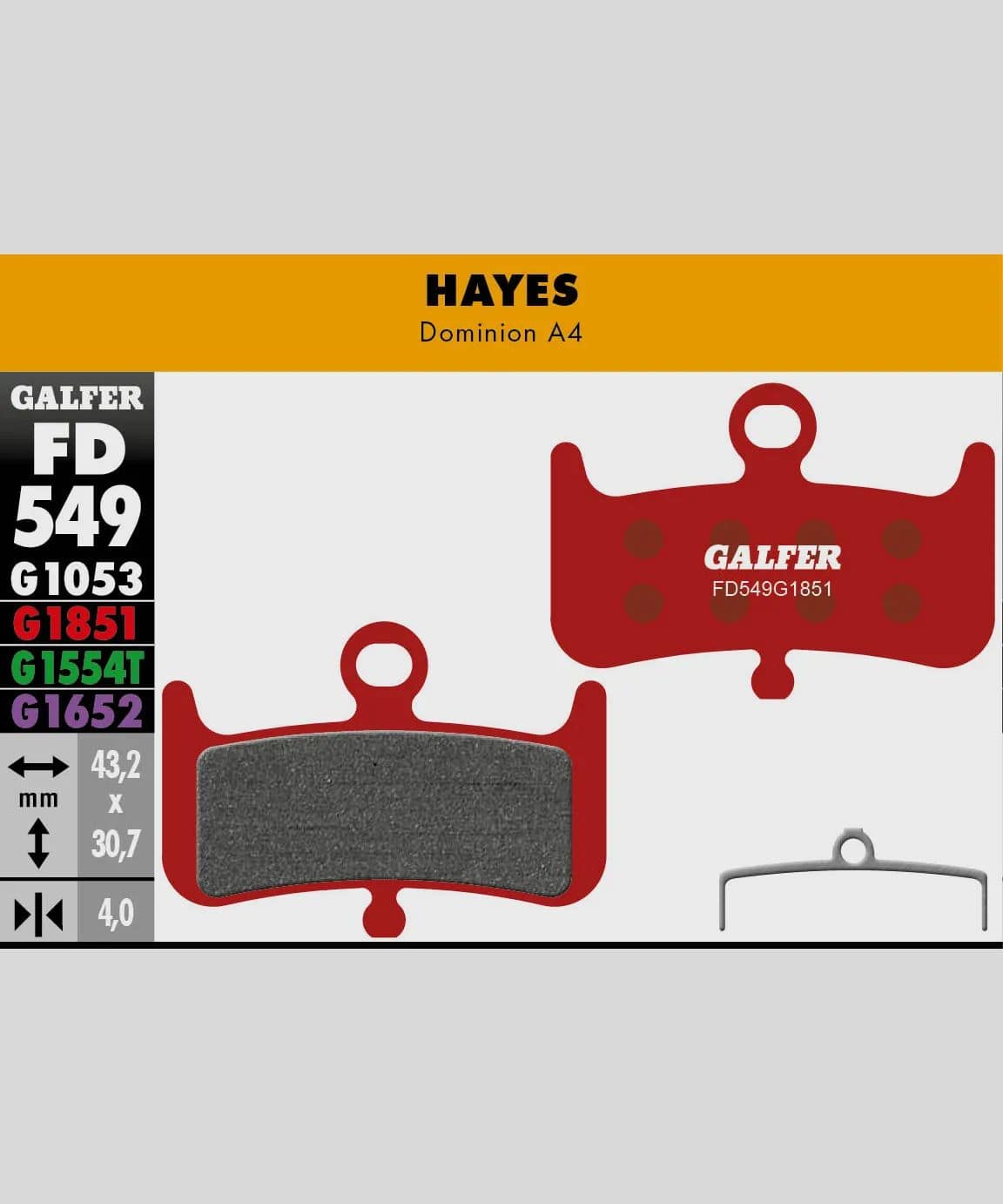 Galfer Advanced Bike Disc Brake Pads for trail, enduro, and e-MTB bikes, showing close-up of brake pad components.