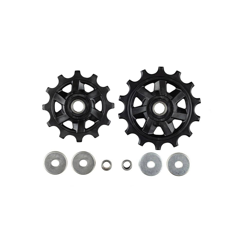 MicroSHIFT R8-R10 rear derailleur jockey wheels pulley kit for smooth shifting, component replacement for bike drivetrain.