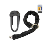 Hiplok DXXL D-Lock and XL bike chain combo in black, heavy-duty security accessories for bikes and motorcycles.