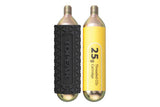 Topeak CO2 cartridges with silicone sleeves for quick tire inflation, designed as accessories for hand pumps.