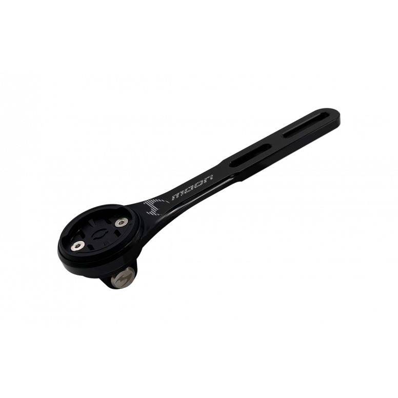 Moon Sport M-06 integrated bar stem mount for Garmin, Wahoo, and GoPro devices in black attached to a bike handlebar.