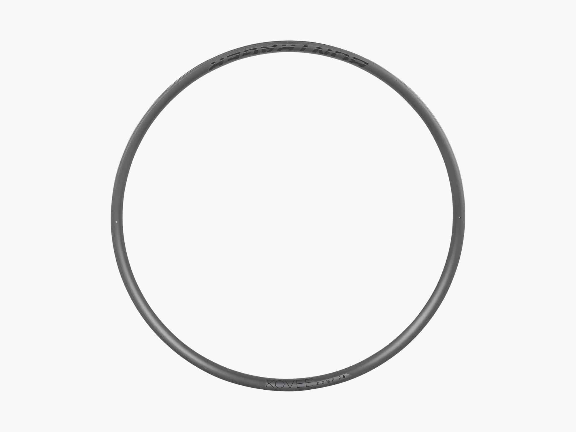 Bontrager Kovee Comp 25 TLR 27.5-inch MTB rim with 24 holes, tubeless-ready black component for mountain biking.