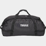 Thule Chasm Duffel Bag with convertible backpack straps and durable wheels, showing its rugged design and spacious interior.