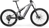 Merida eOne-Sixty 875 2024 e-mountain bike with Shimano Linkglide M8130 gears and dual wheel setup, ready for off-road riding