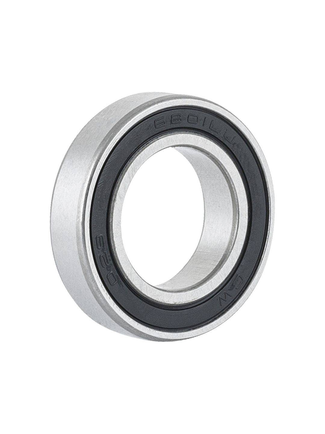 Trek full suspension bike component with black 12x21x5mm heavy contact sealed bearing, close-up view of the sealed bearing in black