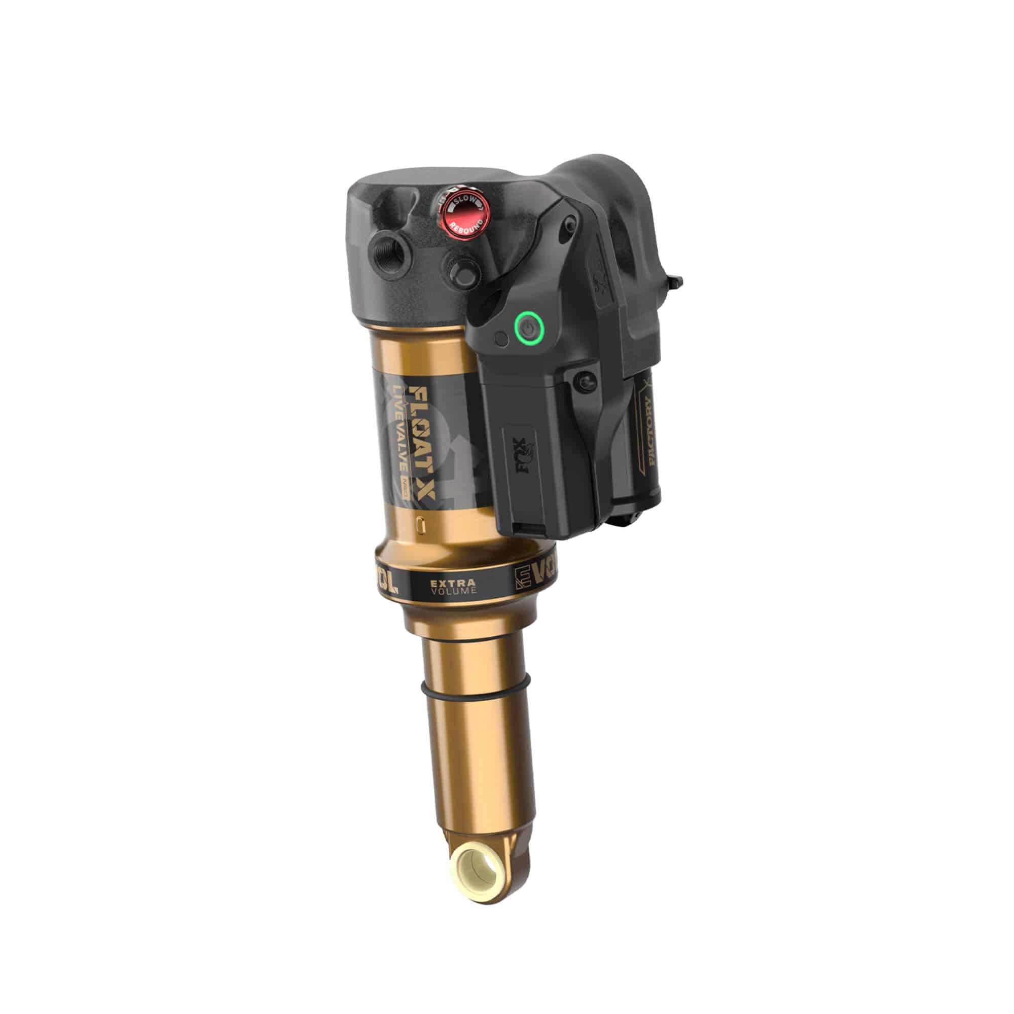 Fox Float X Live Valve Neo rear shock for MTB with sensor, showcasing the high-performance suspension component from Fox.