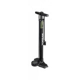 Topeak JoeBlow Mountain Ex floor pump with SmartHead, black and green, showing the pump with handle and gauge for Presta and Schrader valves.