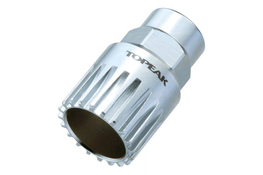 Topeak Silver Cartridge Bottom Bracket Tool for Shimano, workshop tool used for installation and removal of bottom brackets.