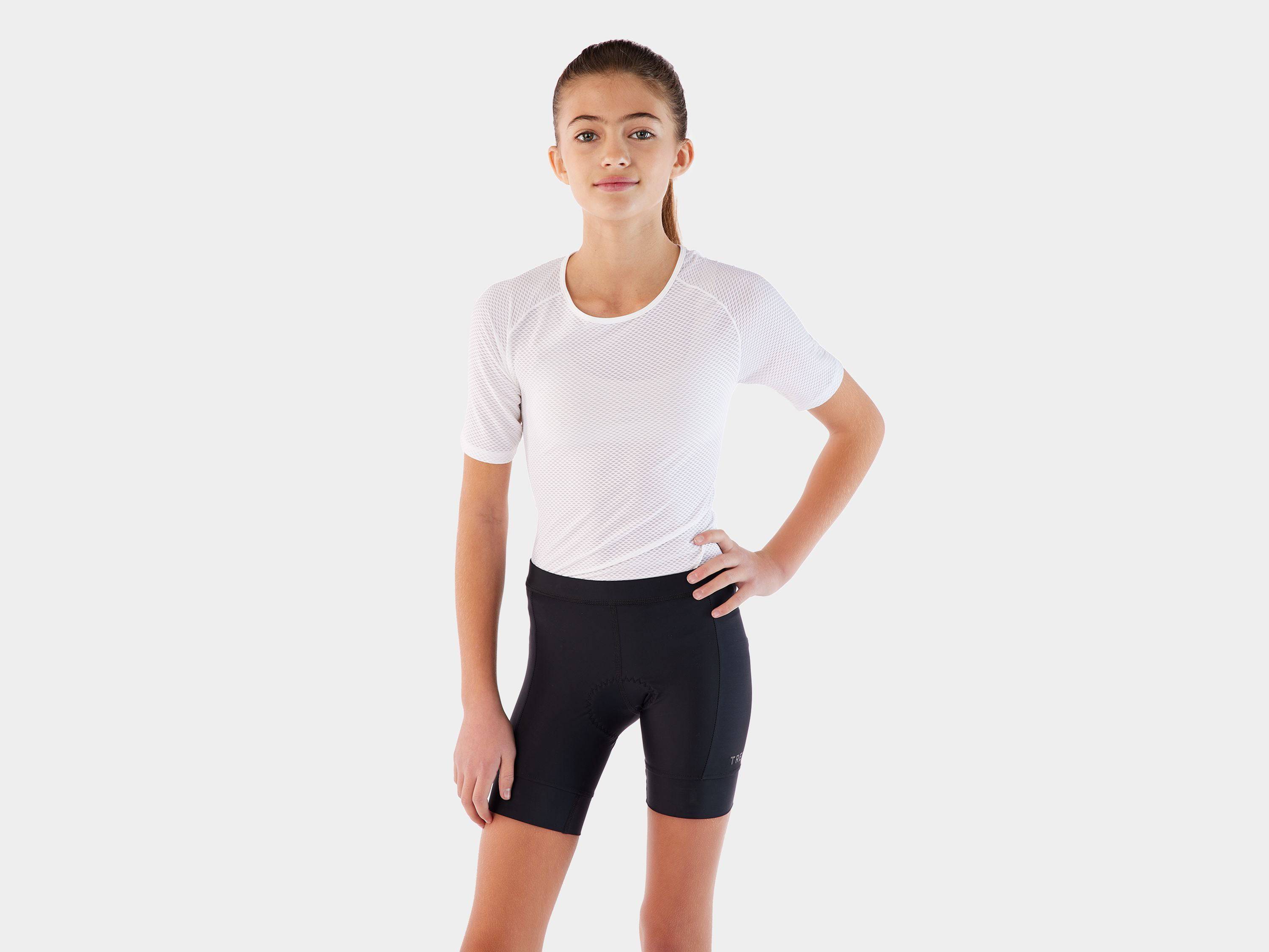 Youth Trek Solstice cycling shorts in durable, eco-friendly fabric, featuring a comfortable fit and vibrant color.