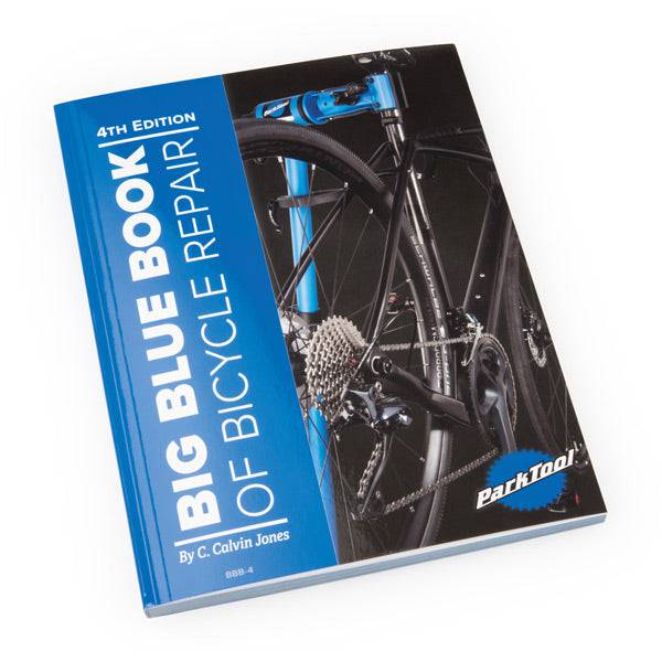 Park Tool BBB-4 Big Blue Book of Bicycle Repair Volume IV workshop guide showing bike repair diagrams and tools.