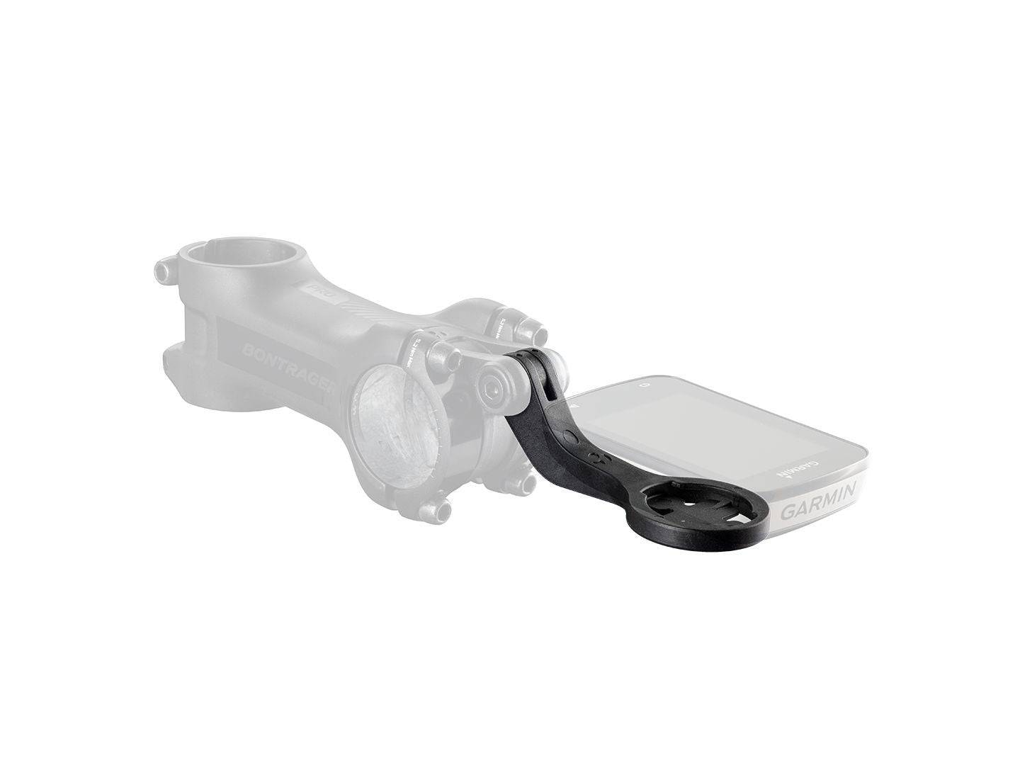 Bontrager Blendr Garmin low mount for GPS computers attached to Blendr stems, compatible with Garmin devices and bike components.