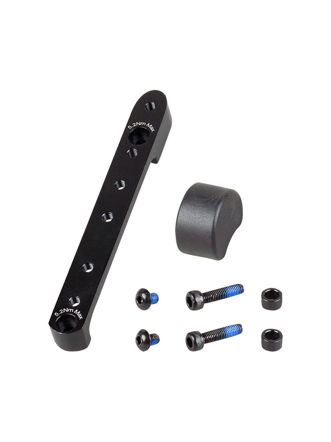 Black Bontrager Speed Concept water bottle cage mounting hardware kit, components for bike water bottle holder installation.