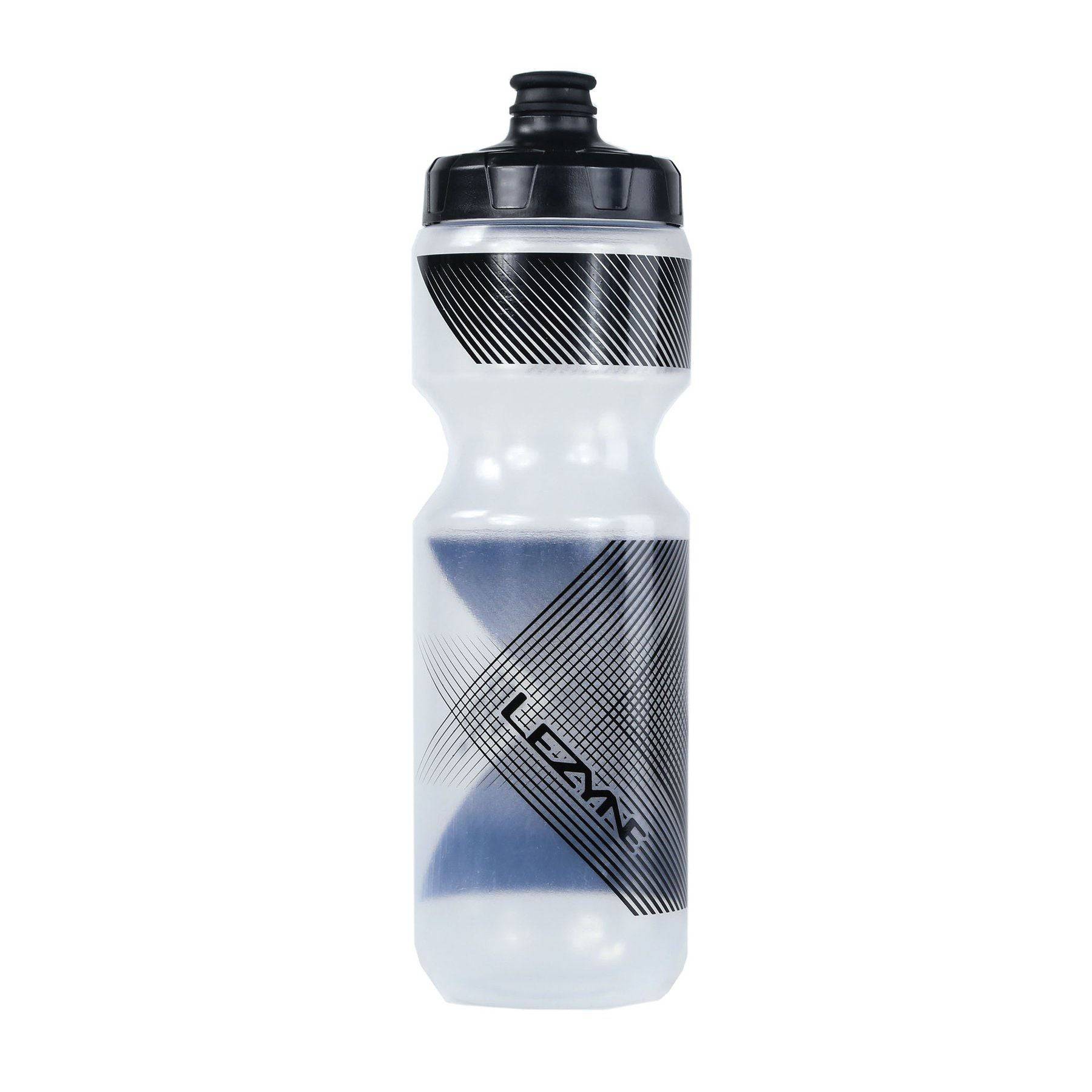 Lezyne Flow 750ml BPA-Free cycling water bottle in foggy clear with a sleek design and ergonomic grip.