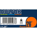 Nutrak 26-inch Presta valve bike inner tube for tires, compatible with 1 to 1.25-inch inner tubes, bicycle components.