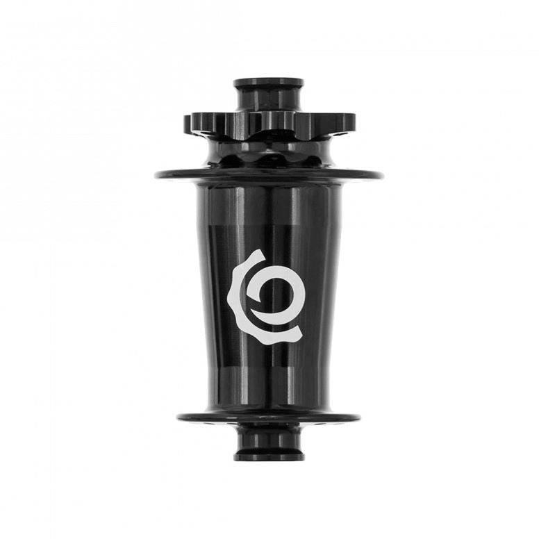 Crankbrothers I9 Hydra front hub in black, designed for E11 XCT11 wheels, with 28 spokes and high-performance bike components.