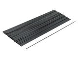 Black Bontrager 14 gauge nail-head spokes, 310mm length, for wheel repair, shown in a box of 100 components.
