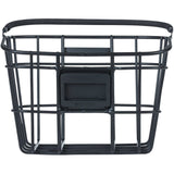 Basil Bremen Alu KF front bike basket in matte black with detachable handle and adapter plate for easy mounting.