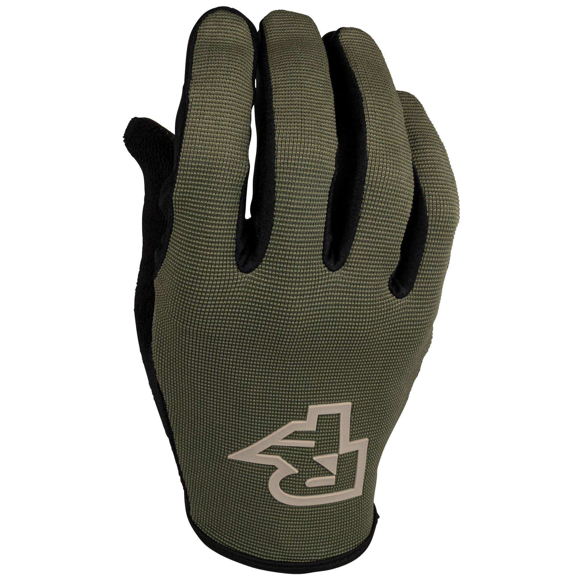 Race Face Trigger MTB gloves with perforated palms and sweat-absorbing thumb panel for breathability and comfort during riding.