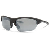Madison Eyewear Mission matte black sunglasses with three polarized lenses: silver mirror, bronze, and yellow.