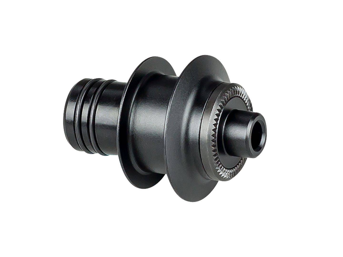 Black Bontrager DT240 5mm flangeless hub axle end cap for 100mm OLD, suitable for front or rear bicycle wheel components
