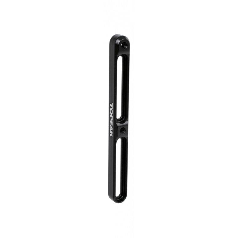 Topeak CNC aluminum cage mount extender in black, adjustable bottle cage spacer for bike accessories.