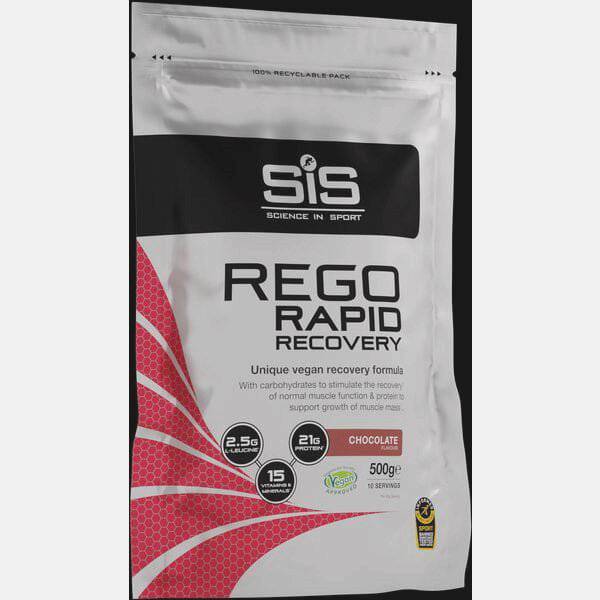 Science In Sport Rego Rapid Recovery vegan drink powder in a container, post-workout supplement for muscle recovery