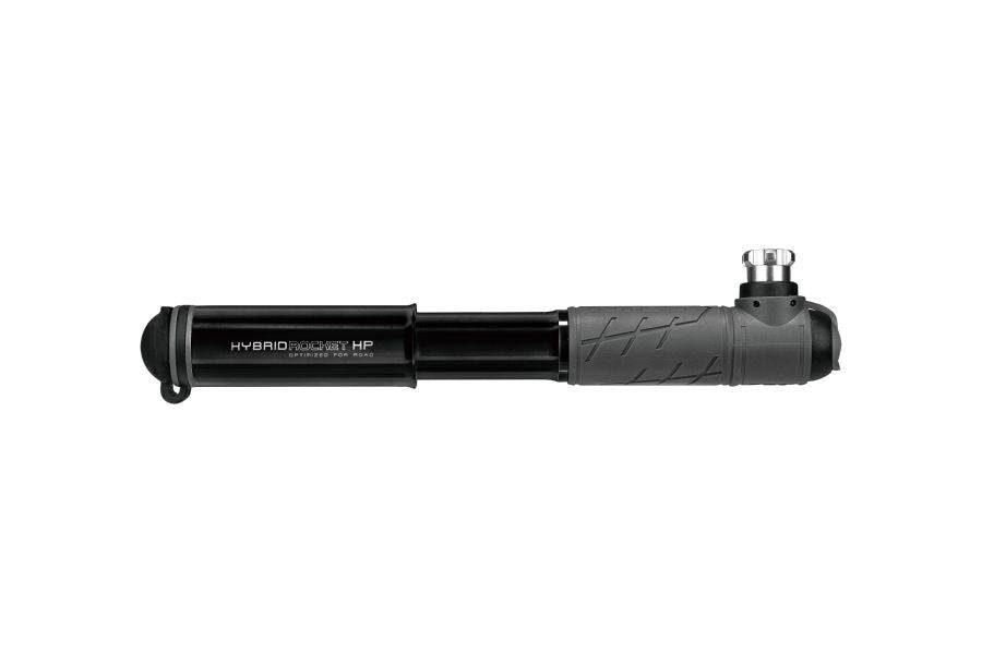 Topeak Hybrid Rocket HP hand pump with CO2 cartridge for road bike inflation, accessories for cycling and bike maintenance.