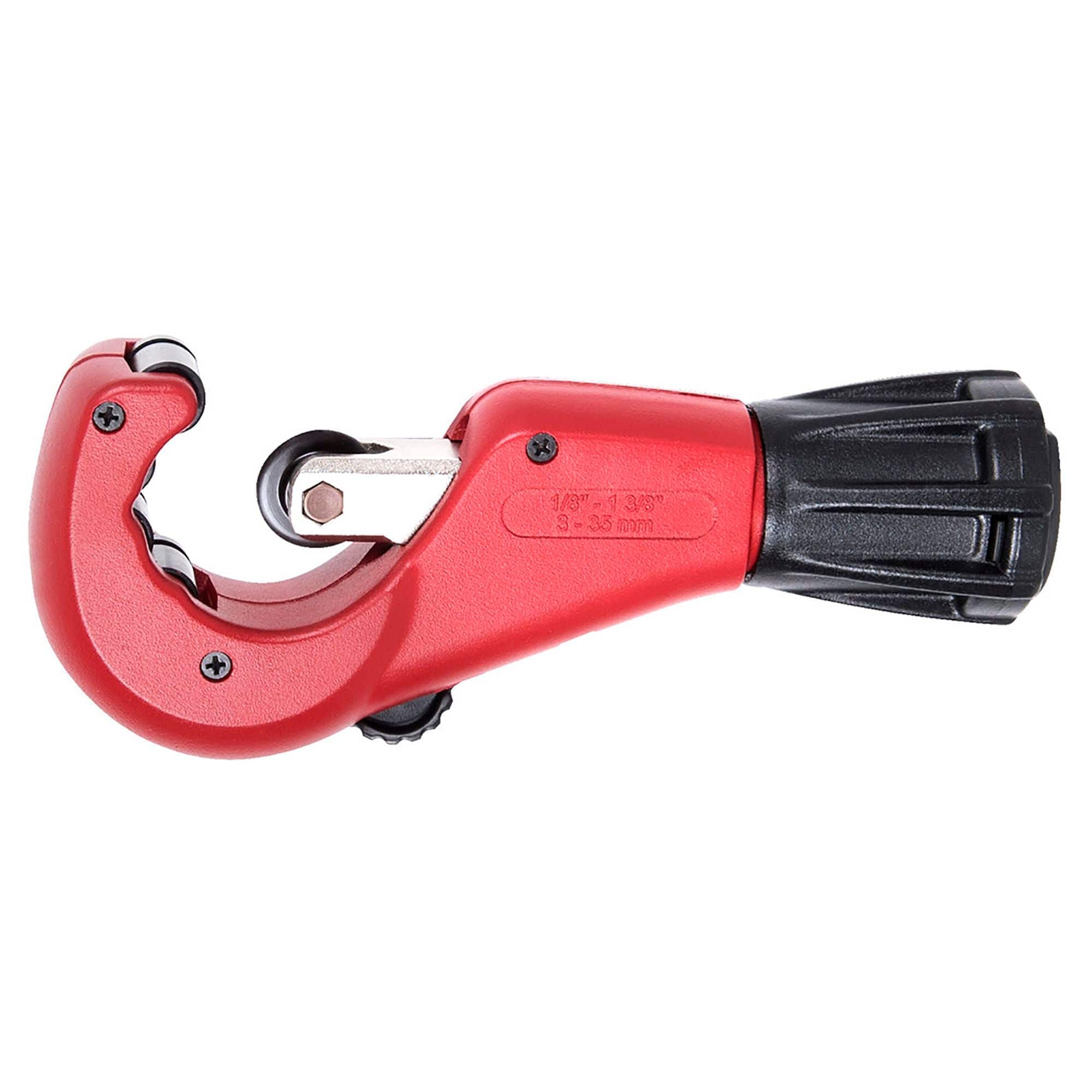 UNIOR workshop tube cutter for copper, aluminum, steel, and inox tubes with spare wheel, used for precise pipe cutting.