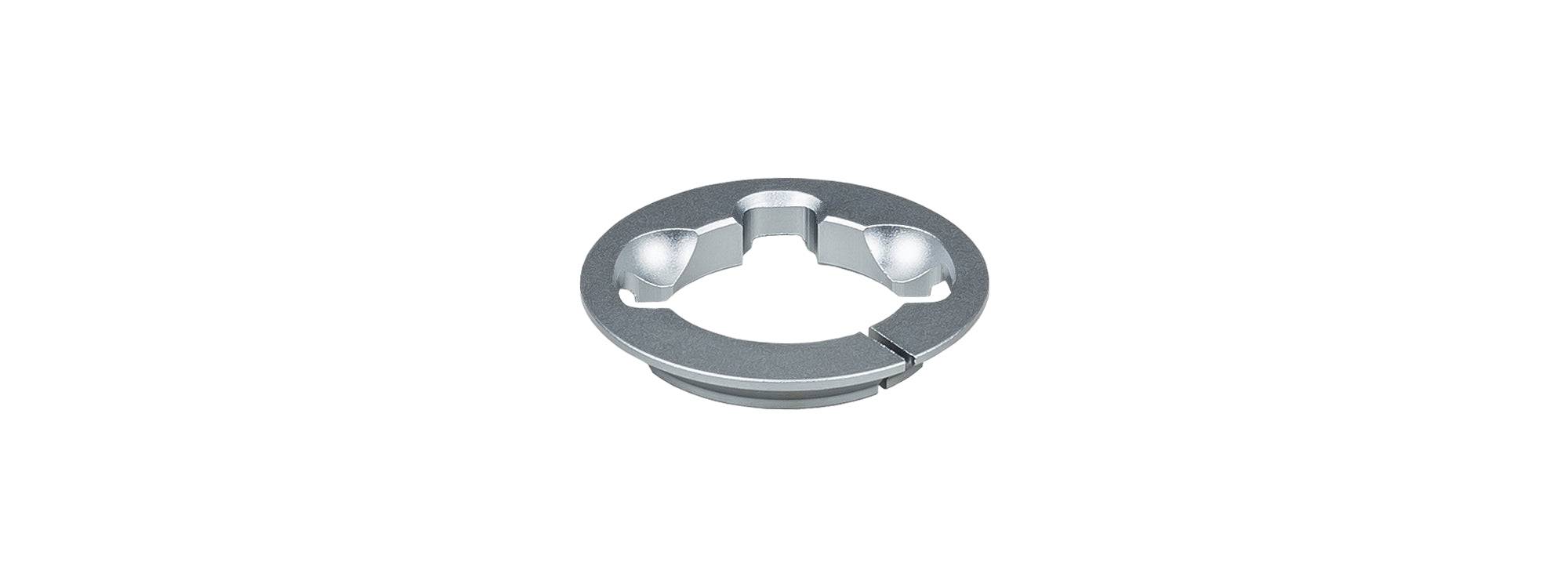 Trek Madone Gen 7 grey custom compression ring headset split ring for bicycle components, showing close-up of the split ring in grey.