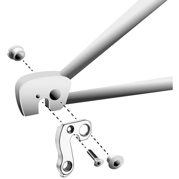 M Part gear hanger for bikes, durable bike frame protector component, compatible with various bike brands, shown in the image.